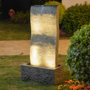 38.25 in. H Oversized Tall Outdoor Polyresin Fountain with LED Light and Pump (KD)