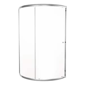 Foundations 38 in. W x 70 in. H Round Sliding Framed Corner Shower Enclosure in Chrome