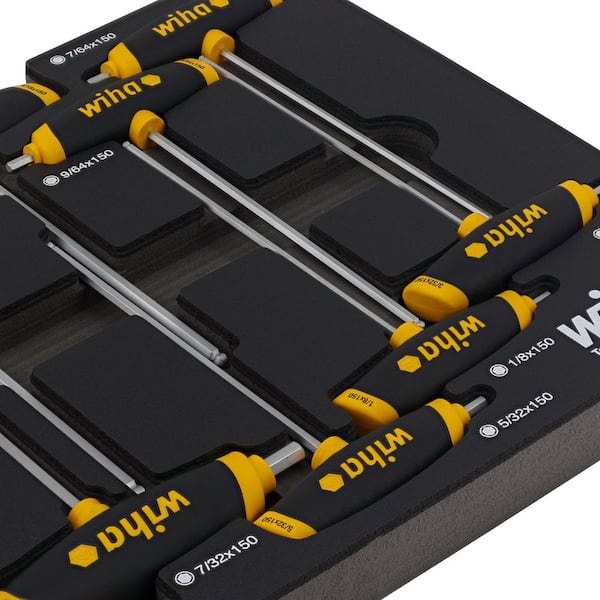Wiha SoftGrip Dual Drive Hex Key SAE T-Handle (10-Piece) Tray Set