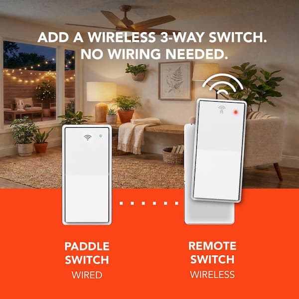 15 Amp Smart Single Pole Light Switch 3-Way and Wireless Remote Kit Powered by Hubspace, White