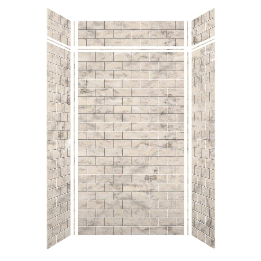 Saramar 48 in. W x 96 in. H x 36 in. D 6-Piece Glue to Wall Alcove Shower Wall Kit with Extension in Sand Creme price history on PriceWatchPro