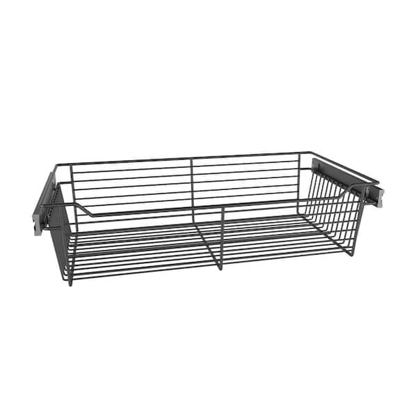 Classic 7.28 in. H x 30 in. W Matte Black Aluminum Full-Extension Wire Sliding Basket for Cabinets
