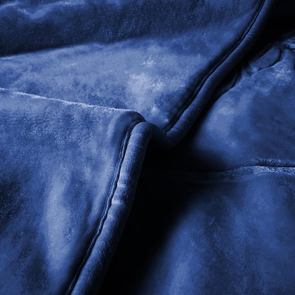 JML Navy Embossed King Mink Fleece Blanket Jasmine02-Navy - The