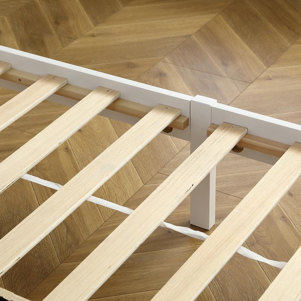 White Wood Frame Twin Platform Bed - thumbnail 5
