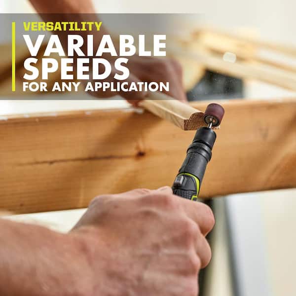 RYOBI ONE+ 18V Cordless Rotary Tool Station (Tool Only) with Rotary Tool 16-Piece Carving and Engraving Kit