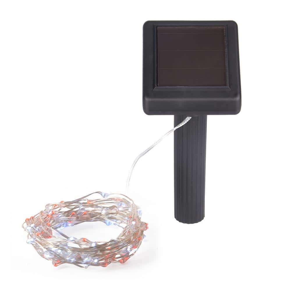Hunnykome Outdoor 20 ft. Solar Micro LED String Light with 100 Red and Whit