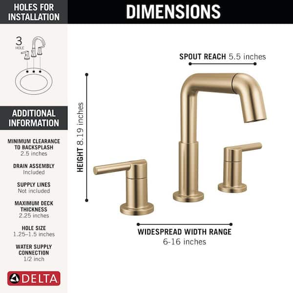 Delta Nicoli Gold Pull-Down Spout 8 in. Widespread Double Handle