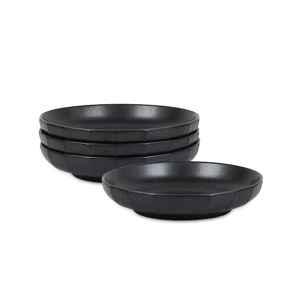 Rio 4-Piece 24 fl oz Black Stoneware Pasta Bowl Set (Service for 4)
