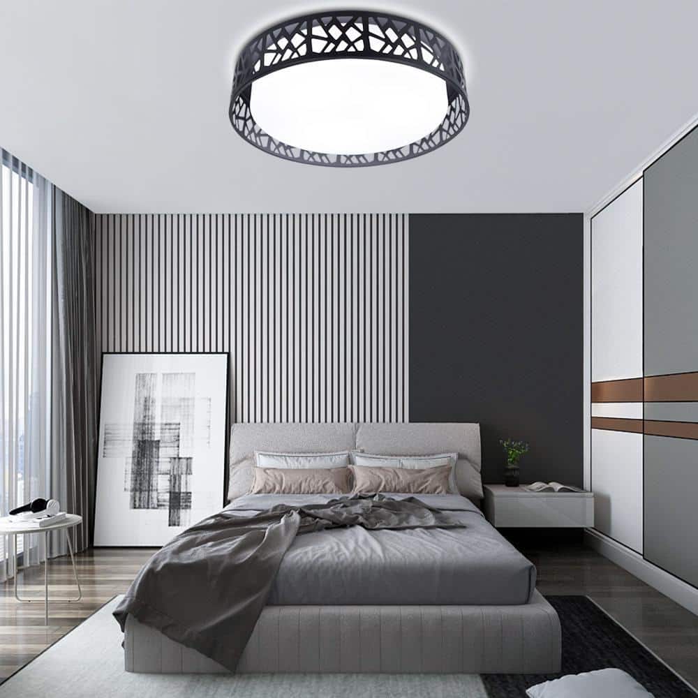 Jushua 18.5 in. H Matte Black Water Cube Flush Mount Ceiling Lamp