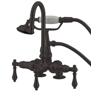 Vintage 3-Handle Deck-Mount Clawfoot Tub Faucets with Hand Shower in Oil Rubbed Bronze