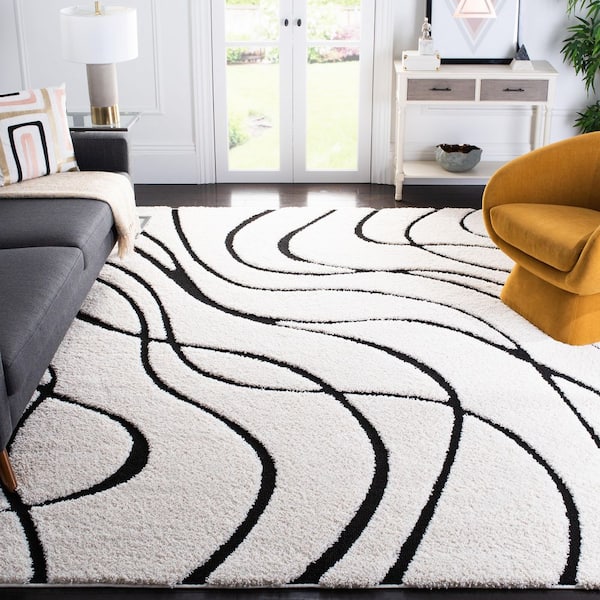 Florida 9 ft. x 12 ft. Ivory/Black Abstract Area Rug