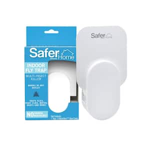 Safer Home Indoor Flying Insect Trap for Fruit Flies, Gnats, Moths, House Flies (1 Plug-In Base and 2 Refill Glue Cards)