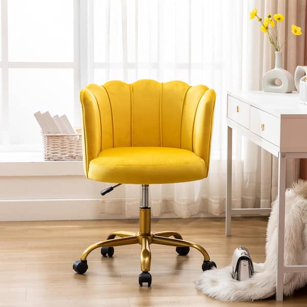 Velvet Chair,Upholstered Computer Chair with Armrest,Adjustable Swivel  Chair Modern Mid-Back Desk Chair Armchair for Executive Living Bedroom,Home