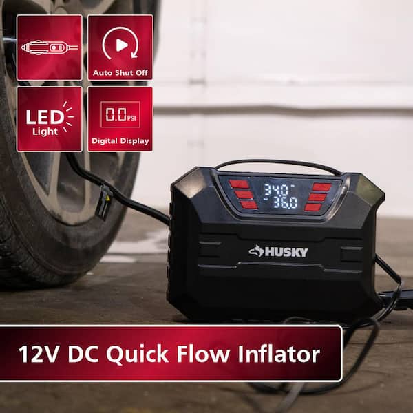 Husky 12-Volt DC Compact Quick Flow Air Compressor Air Pump