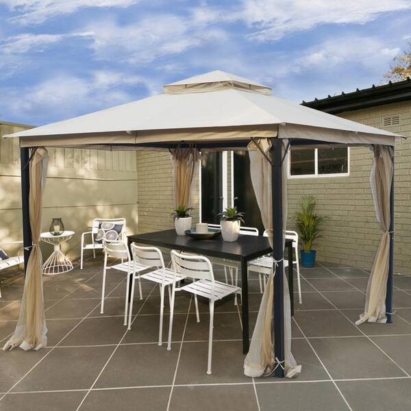 LAUREL CANYON 10 ft. x 10 ft. Outdoor Steel Patio Gazebo with 2