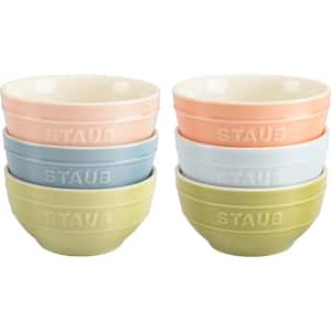 Ceramic 6-Pieces 12.8 oz. Small Universal Bowls in Macaron Pastel Colors