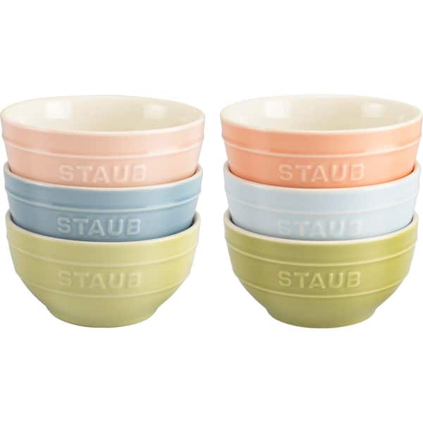 Ceramic 6-Pieces 12.8 oz. Small Universal Bowls in Macaron Pastel Colors