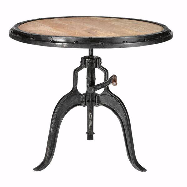 Unbranded Industrial 36 in. Round Natural Adjustable Accent Table