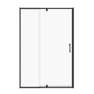 42 in. W x 71 in. H Pivot Framed Shower Door in Matte Black Finish with Clear Tempered Glass