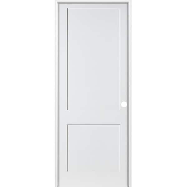 Krosswood Doors 18 in. x 96 in. Craftsman Shaker Primed MDF 2-Panel Left-Hand Solid Core Wood Single Prehung Interior Door
