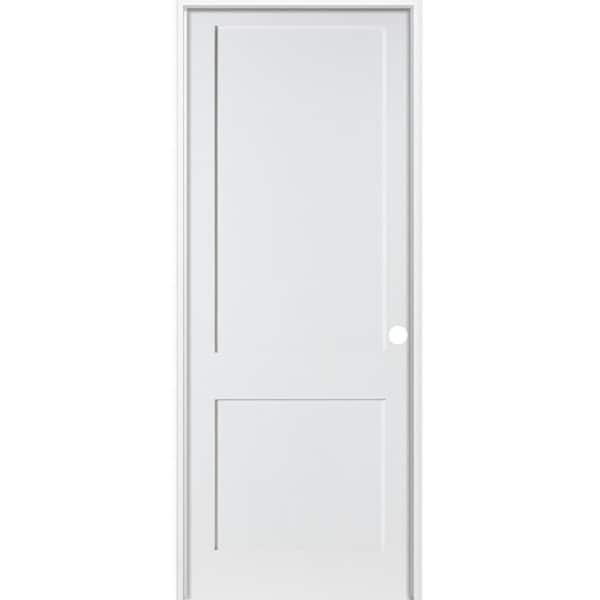 Krosswood Doors 24 in. x 96 in. Craftsman Shaker Primed MDF 2-Panel Left-Hand Wood Single Prehung Interior Door
