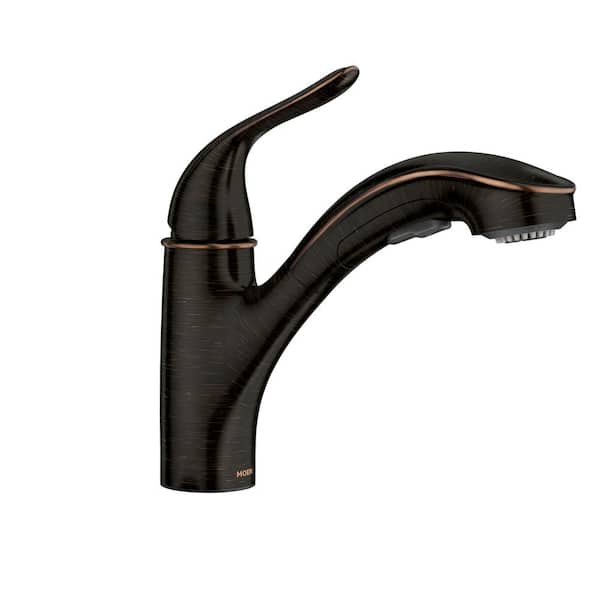 MOEN Brecklyn Single-Handle Pull-Out Sprayer Kitchen Faucet with Power Clean in Mediterranean Bronze