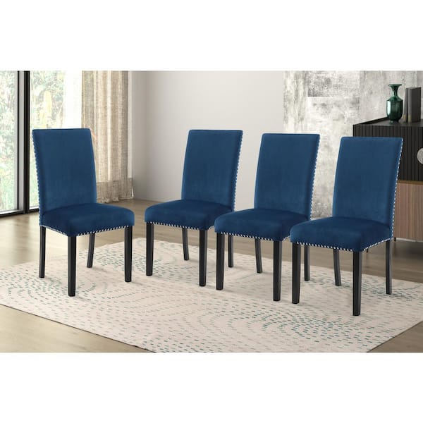 NEW CLASSIC HOME FURNISHINGS New Classic Furniture Celeste Blue Velvet Nailhead Trim Dining Side Chair (Set of 4)