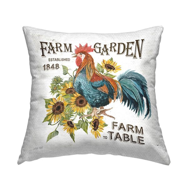 Stupell Industries Farm Garden Rooster White Square Outdoor Throw Pillow