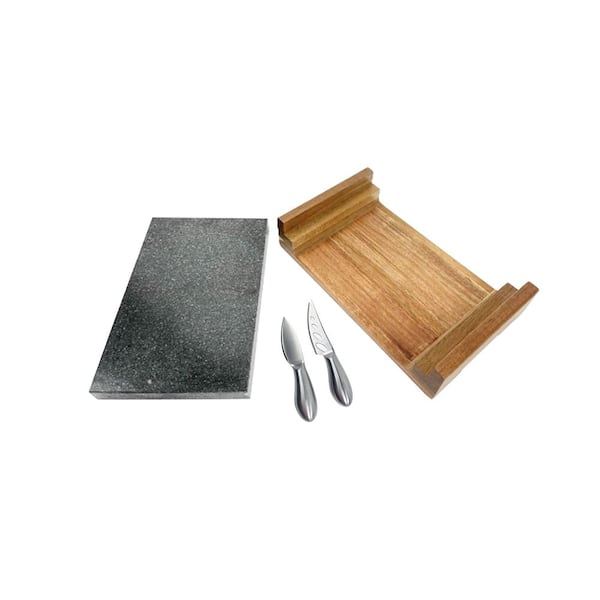 Cooking Stone Grill Set, Hot Lava Rock Sizzling Plate for Steak BBQ, Includes Stainless Steel Knives (HDPKLVST41)