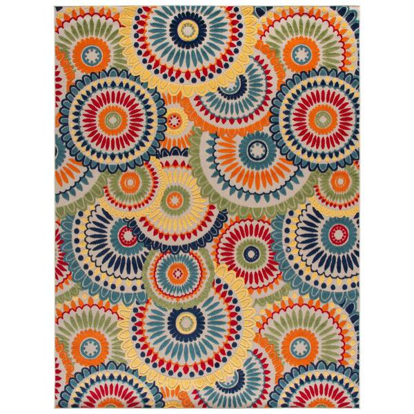 Cabana 11 x 15 Blue/Ivory Floral Area Rug