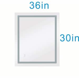30 in. W x 36 in. H Rectangular Frameless Anti-Fog Wall Bathroom Vanity Mirror in Silver