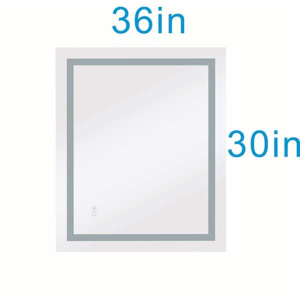 Whatseaso 30 in. W x 36 in. H Rectangular Frameless Anti-Fog Wall Bathroom Vanity Mirror in Silver