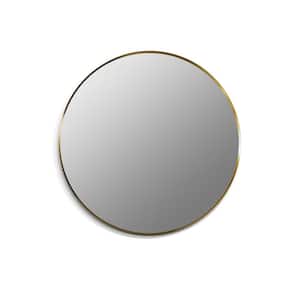 Liceo 30 in. W x 30 in. H Small Round Aluminum Framed Wall Bathroom Vanity Mirror in Brushed Gold