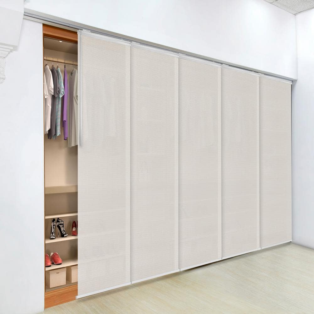 Buff 58 in.- 110 in. W x 94 in. L Adjustable 5-Panel White Single Rail Panel Track with 23.5 in. Slates price history on PriceWatchPro