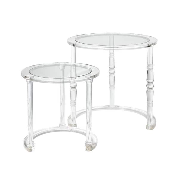 Unbranded Cliffwood Nesting Tall 24 in. Clear Round Acrylic Accent Table