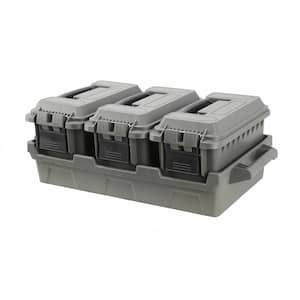 4 gal. 50-Cal Dry Storage Box 3-Piece Set with Carry Tray in OD Green