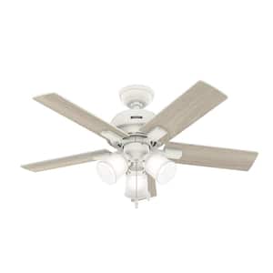 Crystal Peak 44 in. Indoor Matte White Ceiling Fan with Light Kit Included