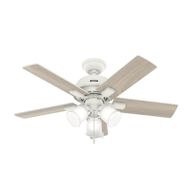 Hunter Crystal Peak 44 in. Indoor Matte White Ceiling Fan with Light Kit Included