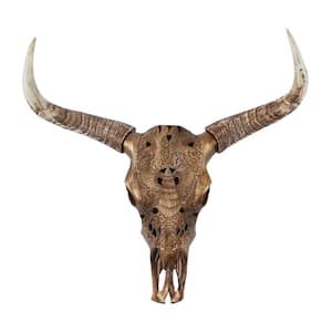 30 in. x 28 in. Bronze Polystone Bohemian Cow Skull Wall Decor
