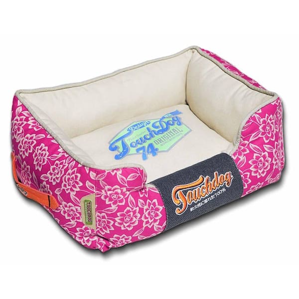 Touchdog Large Dark Pink and Cream White Bed