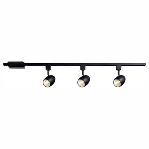 4 ft. 3-Light Black Integrated LED Linear Track Lighting Kit with Round Back Heads