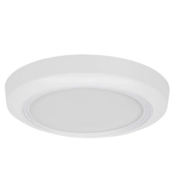 Commercial Electric 7.5 in. Disk Light LED Flush Mount with Night Light Feature and Extra Black Trim 1000 Lumens Adjustable CCT