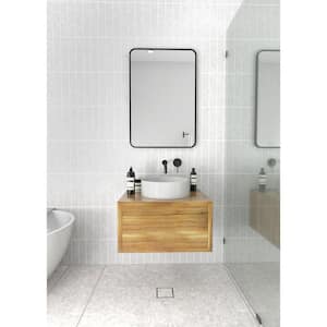 22 in. W x 32 in. H Framed Square Bathroom Vanity Mirror in Black