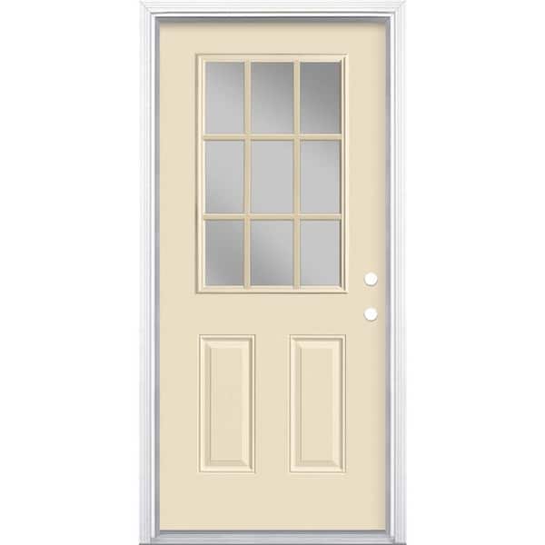 Masonite 36 in. x 80 in. 9 Lite Left Hand Inswing Painted Steel Prehung Front Exterior Door with Brickmold