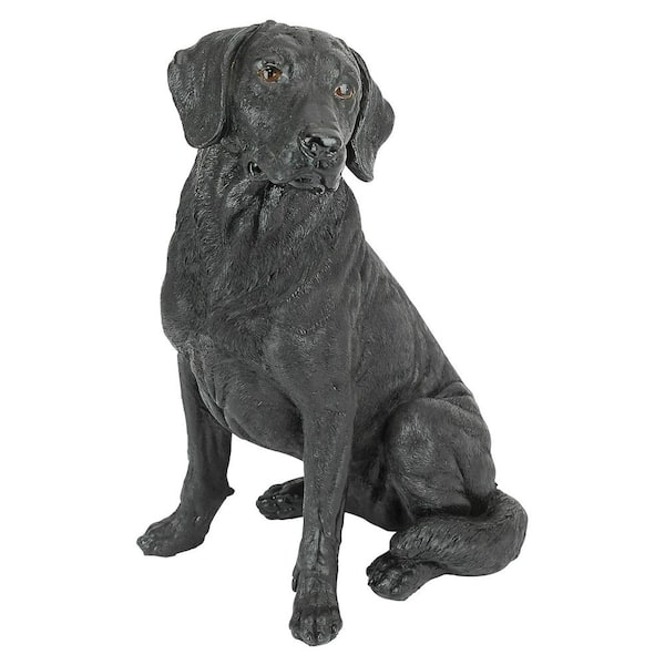 Design Toscano 15.5 in. H Black Labrador Retriever Dog Garden Statue