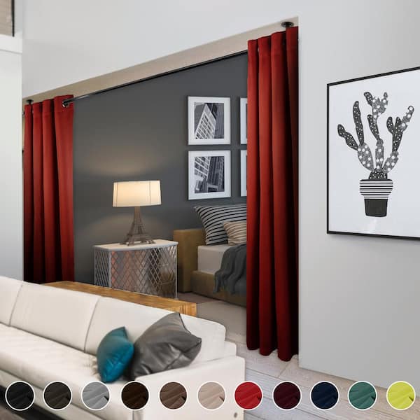 Rod Desyne Red Grommet Blackout Curtain 96 In W X L T02 096096 The Home Depot Rod Desyne Red Grommet Blackout Curtain, Red And Black Curtains For Living Room