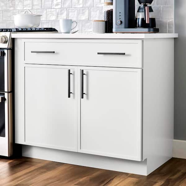 Leyton 27 in. W x 24 in. D x 34.5 in. H Ready to Assemble Plywood Slim Shaker Base Kitchen Cabinet in Alpine White