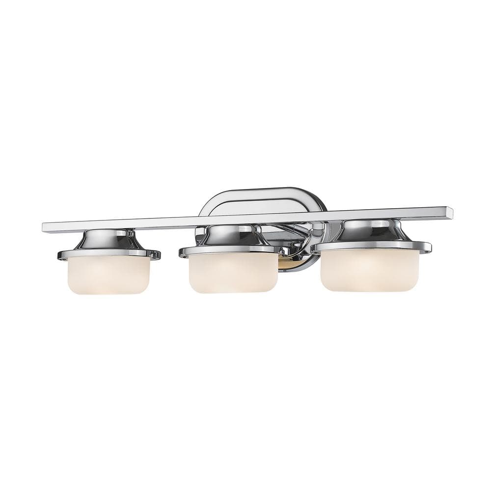 Optum 23.4 in. 3-Light Chrome Integrated LED Shaded Vanity Light with Matte