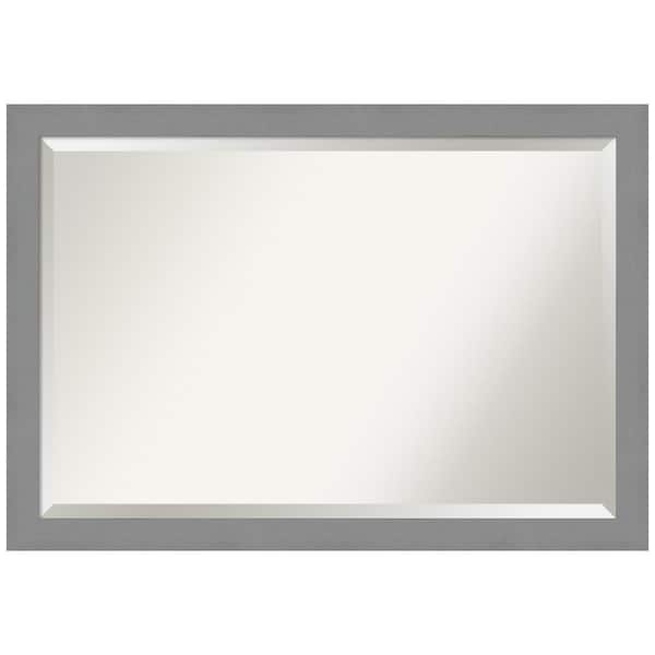 Amanti Art Medium Rectangle Brushed Silver Metallic Beveled Glass Modern Mirror (27.5 in. H x 39.5 in. W)