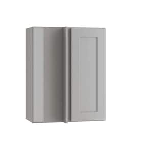 Tremont Pearl Gray Painted Plywood Shaker Assembled Blind Corner Kitchen Cabinet Sft Cls L 24 in W x 12 in D x 30 in H